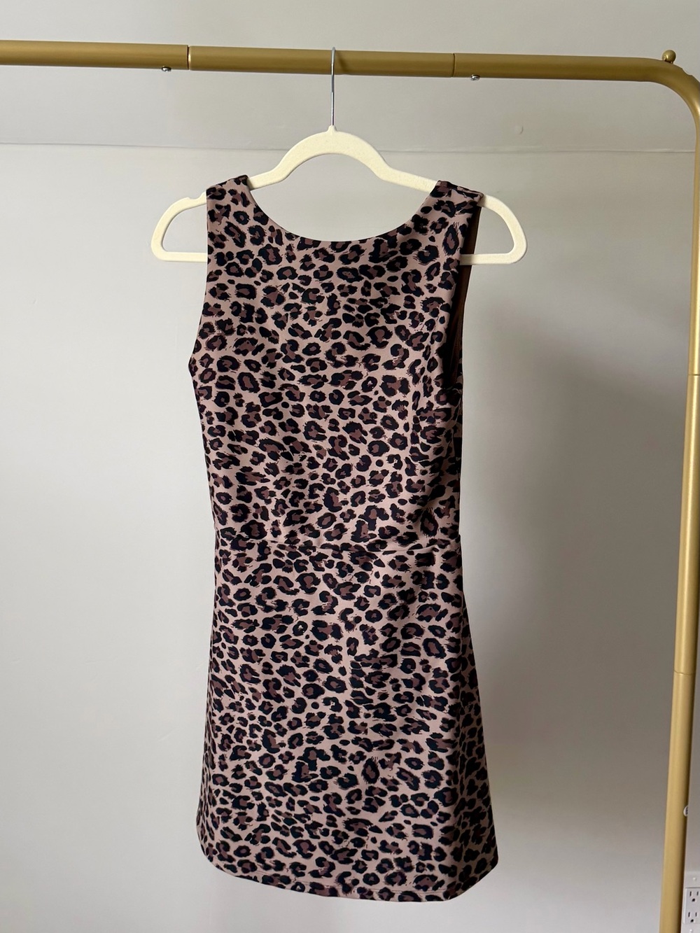 Abercrombie & Fitch Leopard Print Athletic Mini Dress in Taupe and Black Sz M
